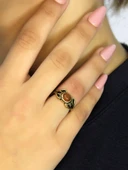 Doğal Taş Akik Yuvarlak Doğal Taşlı Antik Model Kadın Ayarlanabillir Yüzük euy79a thumbnail 2