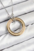 316L Çelik Zirkon Taşlı Dönen Daire Model Gold Ve Gümüş Renk Kadın Kolye thumbnail 1