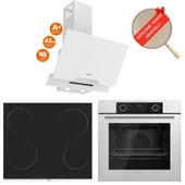 Ferre  FryArt Fioren Vitroseramik Elektrikli Sessiz Beyaz Ankastre Set (D064 -SA + Ms261 + XE63CB ) thumbnail 1