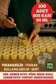 100’lü Set-60 ml Kendinden Kapaklı Şeffaf Sosluk – Sızdırmaz, Sıcağa Dayanıklı, Tekrar Kullanılabilir - 1