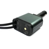 4 In 1 Geri Çekilebilir Araç Şarj Cihazı Rgb Işıklı USB C Kablosu IPhone Huawei Samsung Hızlı Şarj Kablosu Çakmak - 4