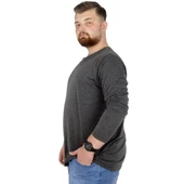 Büyük Beden Erkek Tshirt Likralı Bisiklet Yaka 20102 Antramelanj thumbnail 2