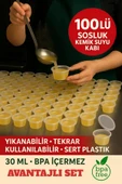100’lü Set-30 ml Kendinden Kapaklı Şeffaf Sosluk – Sızdırmaz, Sıcağa Dayanıklı, Tekrar Kullanılabilir - 1
