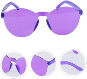pilelistore Sert Mika Oval Şekilli Çerçevesiz Mor Gözlük Retro Parti 5x14 cm - 1