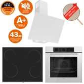 Ferre  Aura Vitroseramik Elektrikli Sessiz Beyaz Ankastre Set (D078 - SA  + Ms261 + QBL62CB ) thumbnail 1