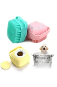 Şampuan Hazneli Kedi Ve Köpek Evcil Hayvan Yıkama Fırçası Silikon Evcil Hayvan Banyo Lifi 1 Adet thumbnail 1