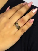 Doğal Taş Pembe Kuvars Taşlı Antik Model Kadın Ayarlanabillir Yüzük euy79pk thumbnail 2