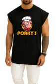 Oversize Porky's Lechon Barbecue Domuz Göğüs Tasarımlı Atlet thumbnail 11