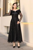 Aşkın Büyüsü Abiye Elbise 6054-Siyah thumbnail 5