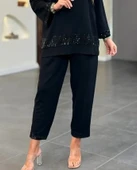 MDB Kadın Uzun Kollu V Yakalı Pulpayet Viskon Iki Iplik Bluz Ve Pantolon Takım thumbnail 3