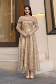 Aşkın Büyüsü Abiye Elbise 6054-Gold - 5