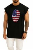 Oversize Amerika Birleşik Devletleri Parmak İzi Bayrak Göğüs Tasarımlı Atlet thumbnail 9