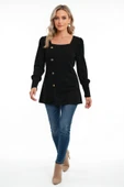 Kadın Uzun Kollu Düğmeli Mevsimlik Bluz – Yumuşak Dokulu, Esnek ve Sıcak Tutan Kumaş thumbnail 5