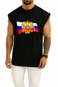 Oversize Coat Of Arms Of Russia Flag Russia Day Göğüs Tasarımlı Atlet thumbnail 11