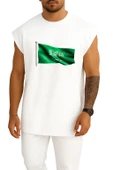 Oversize Suudi Arabistan Bayrak Göğüs Tasarımlı Unisex Spor Atlet thumbnail 5