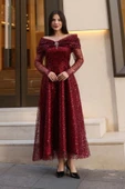 Aşkın Büyüsü Abiye Elbise 6054-Bordo thumbnail 5