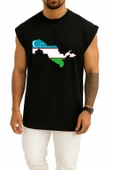 Oversize Flag Of Uzbekistan Özbekistan Haritası Göğüs Tasarımlı Atlet thumbnail 9