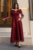Aşkın Büyüsü Abiye Elbise 6054-Bordo thumbnail 1