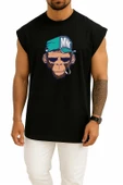 Oversize Monkey Drawing Illustration Nyse - Maymun Göğüs Tasarımlı Atlet thumbnail 11