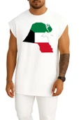 Oversize Kuwait City Flag Of Kuwait Map Göğüs Tasarımlı Atlet thumbnail 7
