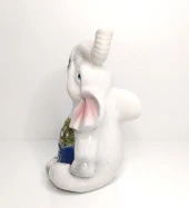 Kemer Yazılı Seramik Fil Biblo Masaüstü Süsü Obje Bereket 10364 - 4