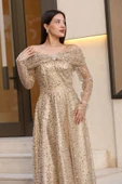 Aşkın Büyüsü Abiye Elbise 6054-Gold - 4