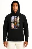 Kapüşonlu Venice Drawing Art Illustration, Venedik Göğüs Tasarımlı Unisex Sweatshirt thumbnail 9