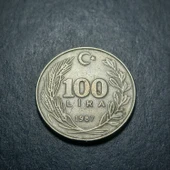 Escoines 3996368f4060b99cdc 1987 100Lira Baskı hatası nadir çift pres hatalı-erör temiz/çt eski para thumbnail 4