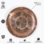DMT Gaziantep  Bakır 25 cm Osmanlı El İşi Sunum Rustik tepsi Kına tepsisi 25 cm thumbnail 5