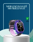 S10 Mor Çocuk Takip Saati Elektronik Bariyer ve Sesli Mesaj Destekli thumbnail 1
