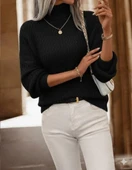 MDB Kadın Uzun Kollu Balıkçı Yaka Triko Bluz thumbnail 3