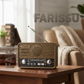 BK-340 Solar Şarjlı Retro Görünümlü AM/FM/SW 3 Bant Dünya Radyosu ve MP3 Çalar - Kahve/Bronz - 1
