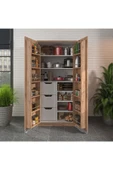 ZEYTUNHOME 90 Derece Açılabilir 2 Kapaklı, Çekmeceli, Kavanoz Raflı Kiler ve Erzak Mutfak Dolabı - 1