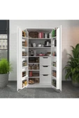 ZEYTUNHOME 90 Derece Açılabilir 2 Kapaklı, Çekmeceli, Kavanoz Raflı Kiler ve Erzak Mutfak Dolabı - 1