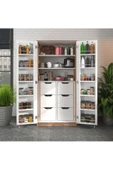 ZEYTUNHOME 165 Derece Açılabilir 2 Kapaklı, 6 Çekmeceli, Kavanoz Raflı Kiler ve Erzak Mutfak Dolabı - 1