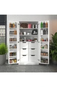 ZEYTUNHOME 165 Derece Açılabilir 2 Kapaklı, 6 Çekmeceli, Kavanoz Raflı Kiler ve Erzak Mutfak Dolabı - 1