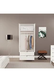 ZEYTUNHOME Moderno Mini 2 Kapaklı 2 Çekmeceli Gardırop – Kompakt Tasarım, Modern Görünüm - 3