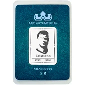 Cristiano Ronaldo Temalı 999 Ayar Gümüş Tasarımlı Hediyeye Özel 5 Gram Gümüş Külçesi-686 thumbnail 1