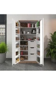 ZEYTUNHOME 90 Derece Açılabilir 2 Kapaklı, 3 Çekmeceli, Kavanoz Raflı Kiler ve Erzak Mutfak Dolabı - 2