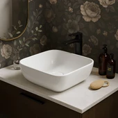 Turavit Porto Çanak Beyaz Kare Deliksiz Lavabo 40 cm PRT0708 - 2