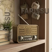 BK-340 Solar Şarjlı Retro Görünümlü AM/FM/SW 3 Bant Dünya Radyosu ve MP3 Çalar - Kahve/Bronz - 2