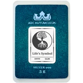 Hediyeye Özel 5 Gram Yin Yang ve Ağaç Temalı 999 Ayar Gümüş Külçesi-691 thumbnail 1