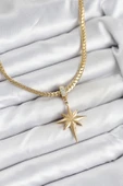 316L Çelik Zincir Gold Renk Kutup Yıldızı Model Kadın Kolye - TJ-BKO10627 thumbnail 1