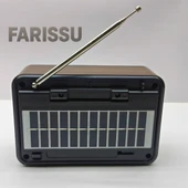 BK-340 Solar Şarjlı Retro Görünümlü AM/FM/SW 3 Bant Dünya Radyosu ve MP3 Çalar - Kahve/Bronz - 7