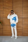 MDB Erkek Kapüşonlu Eşofman Takım Graffiti BaskılıOversize Rahat Kalıp, Kanguru Cepli, treetwear Tarzında Premium Ürün 3 thumbnail 2