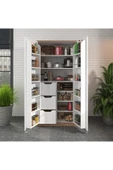 ZEYTUNHOME 90 Derece Açılabilir 2 Kapaklı, 3 Çekmeceli, Kavanoz Raflı Kiler ve Erzak Mutfak Dolabı - 1
