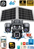 Vivatech S5704 8MP 4 Kameralı 4G Çift Solar Panel 16X Zoom Dual Batarya HiEasy AOV (Sürekli Kayıt) Gece Görüş Çift Yönlü Ses - 1