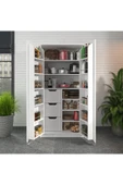 ZEYTUNHOME 90 Derece Açılabilir 2 Kapaklı, Çekmeceli, Kavanoz Raflı Kiler ve Erzak Mutfak Dolabı - 2