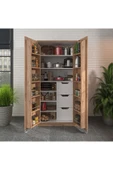 ZEYTUNHOME 90 Derece Açılabilir 2 Kapaklı, Çekmeceli, Kavanoz Raflı Kiler ve Erzak Mutfak Dolabı - 2