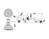Ankastre Duş Başlığı (Duvardan) 3 Fonksiyonlu DS.SH035 - 2